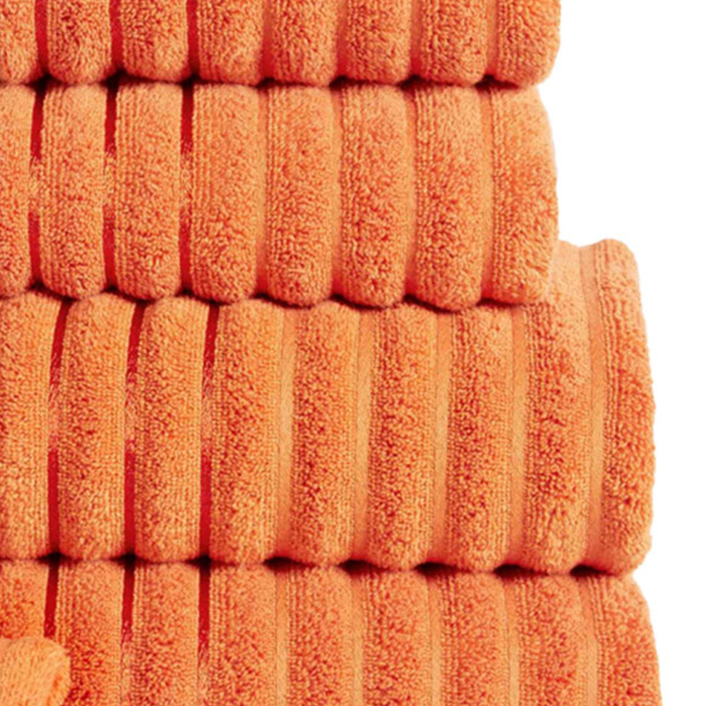 Rapport Home Orange Ribbed Cotton Bath Towel Image 3