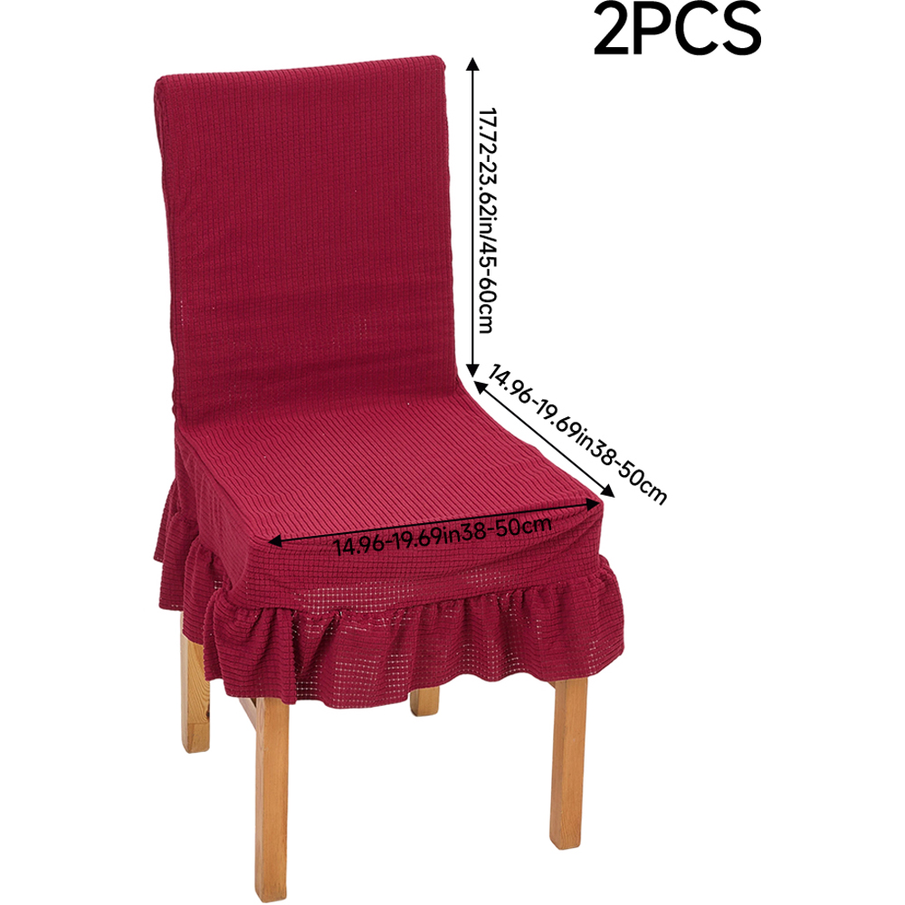 Living and Home Red Dining Chair Cover with Ruffled Skirt and Fabric Tie Set of 2 Image 9
