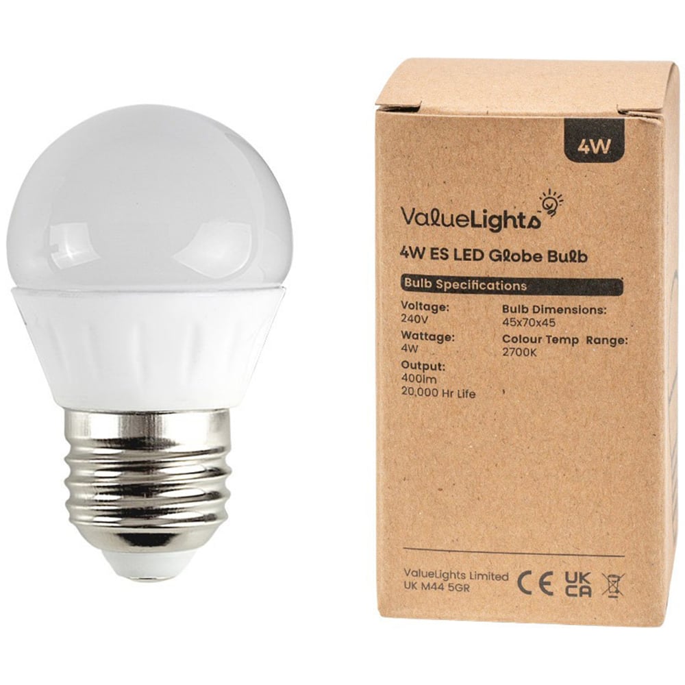 ValueLights 4 Pack E27 LED 4W 2700K Warm White Light Bulbs Image 2