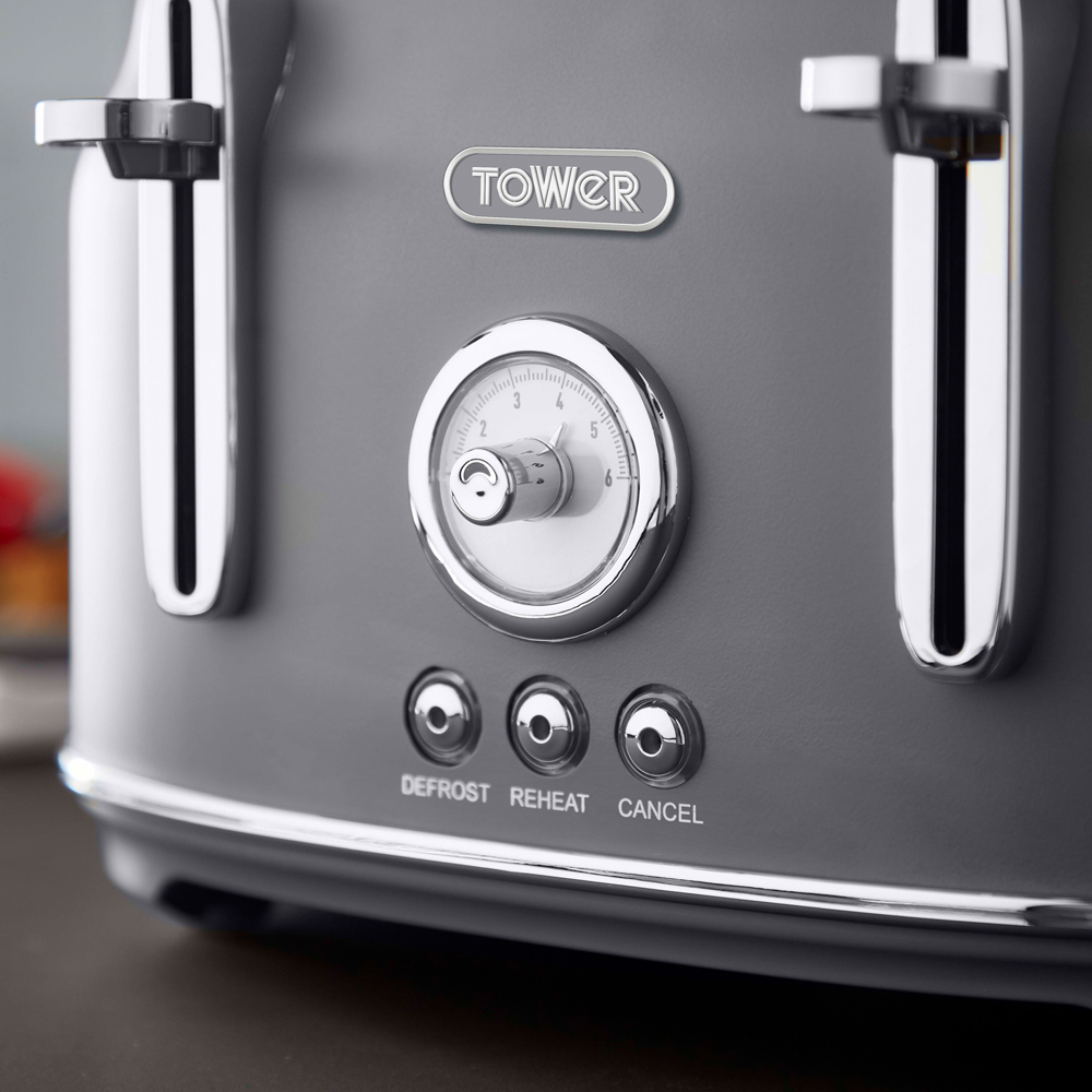 Tower Renaissance EEJB188 Grey 4 Slice Toaster and Kettle 1.7L Set Image 6
