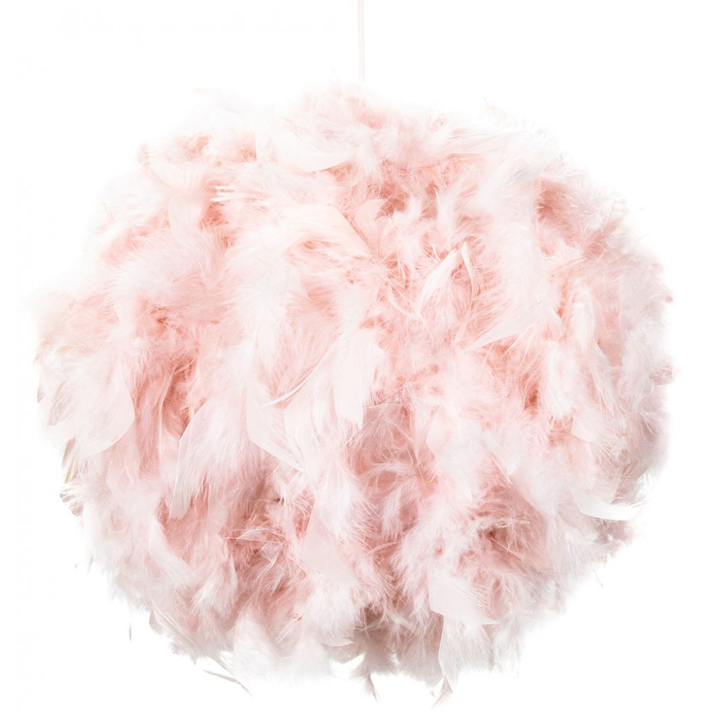 Happy Homewares Pink Real Feather Decorated Pendant Shade Image 1