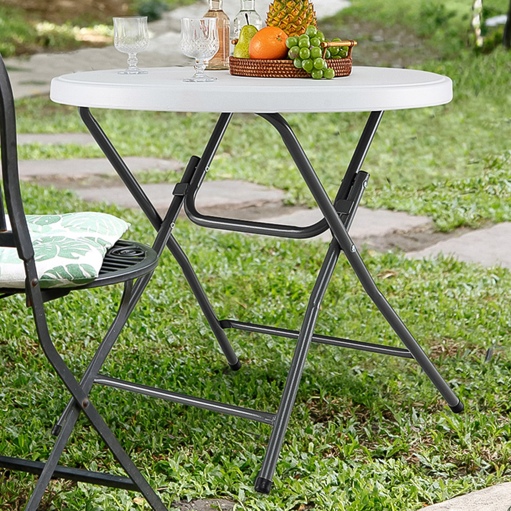 Costway Round Folding Plastic Table with HDPE Top Image 1