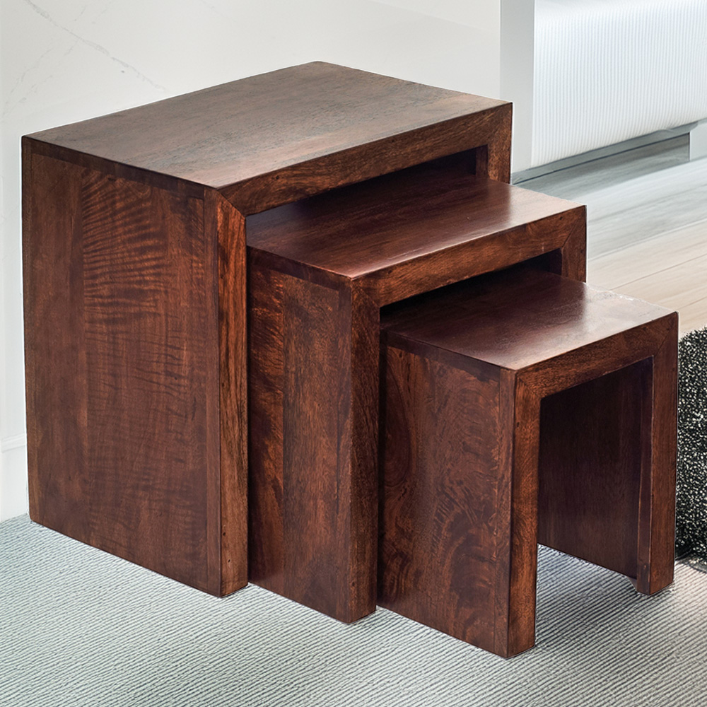 Brooklyn Nihash Toko Dark Mango Nest of Tables Set of 3 Image 1