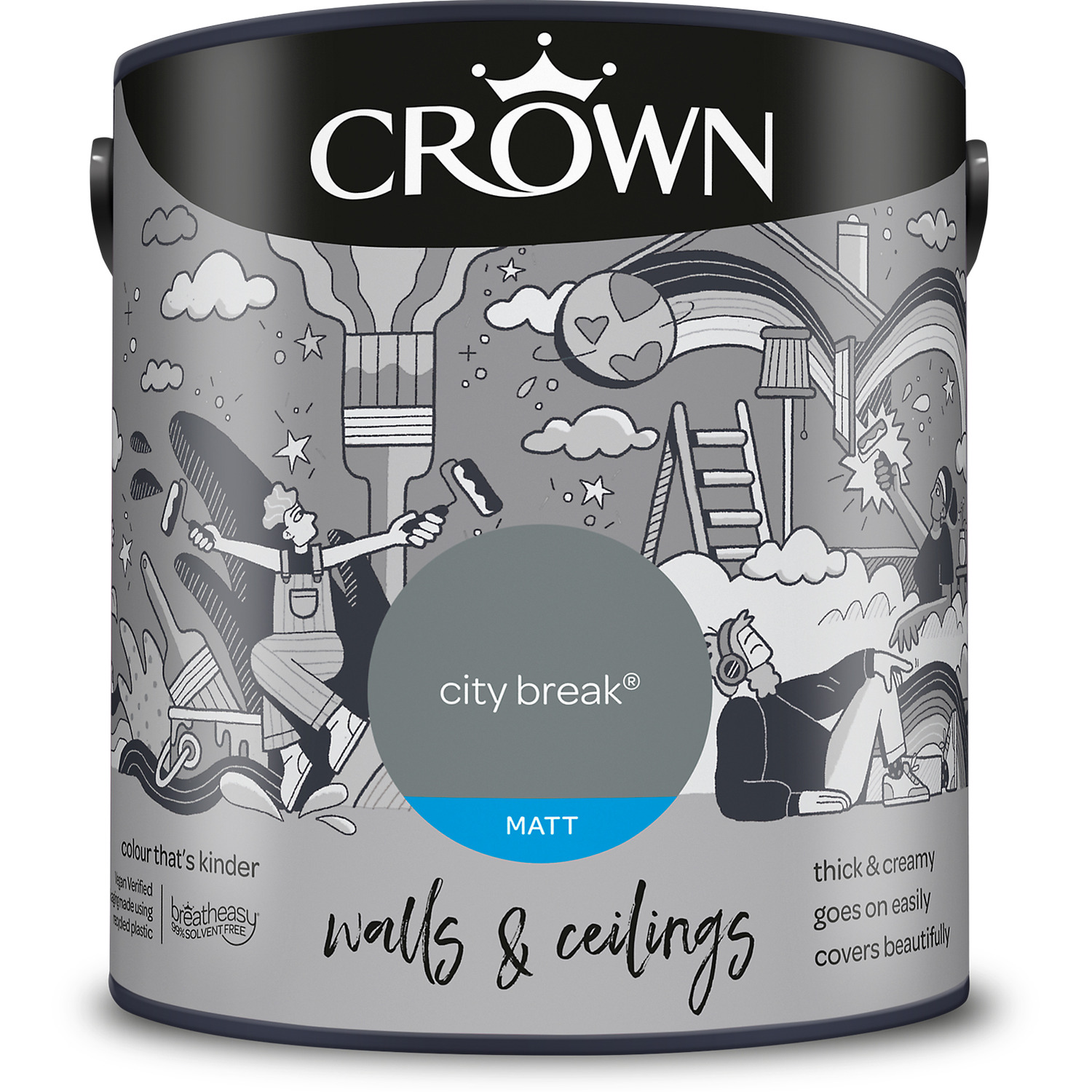 Crown Wall and Ceilings City Break Matt Emulsion 2.5L Image 2