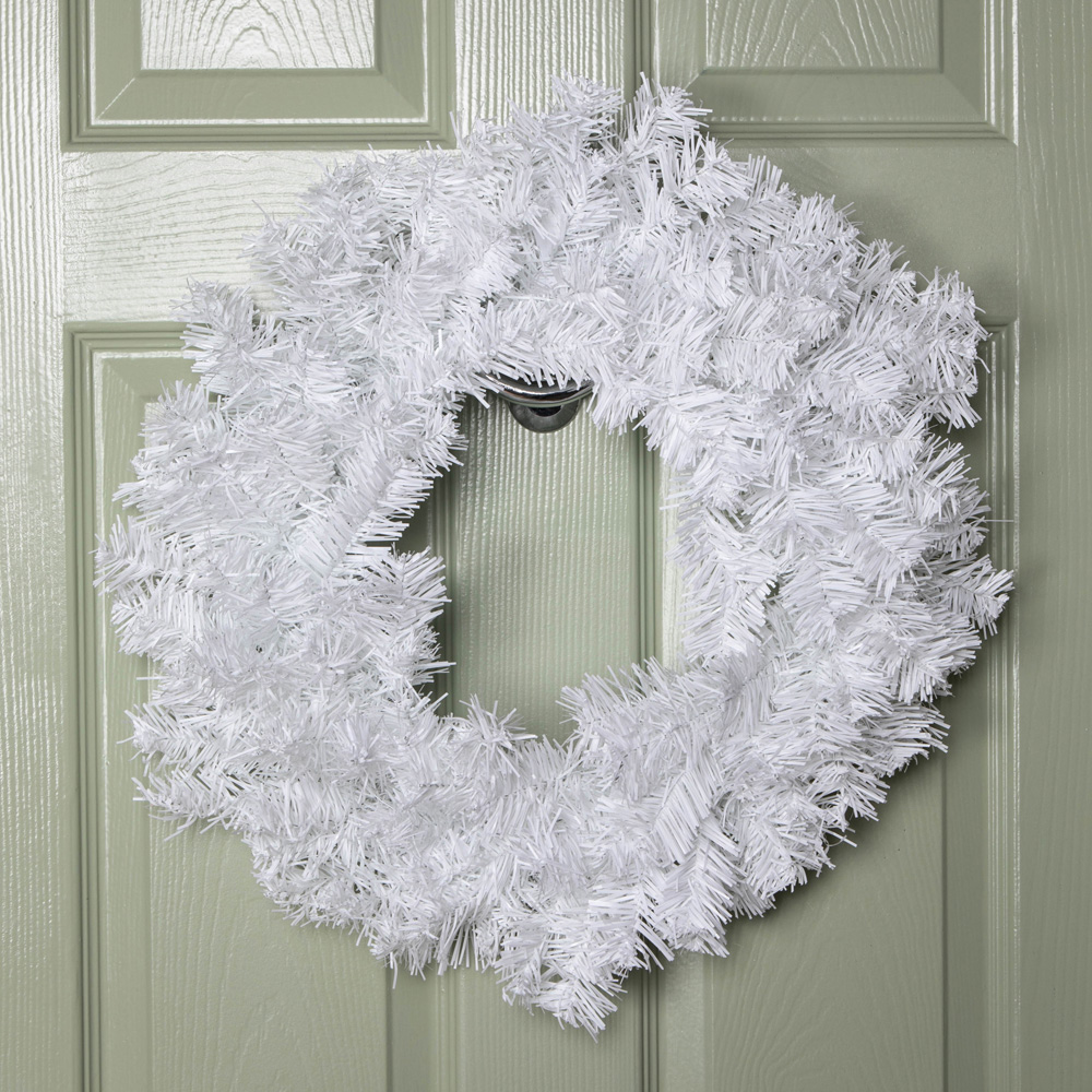 Samuel Alexander Plain White Wreath with PVC Branches 50cm Image 7