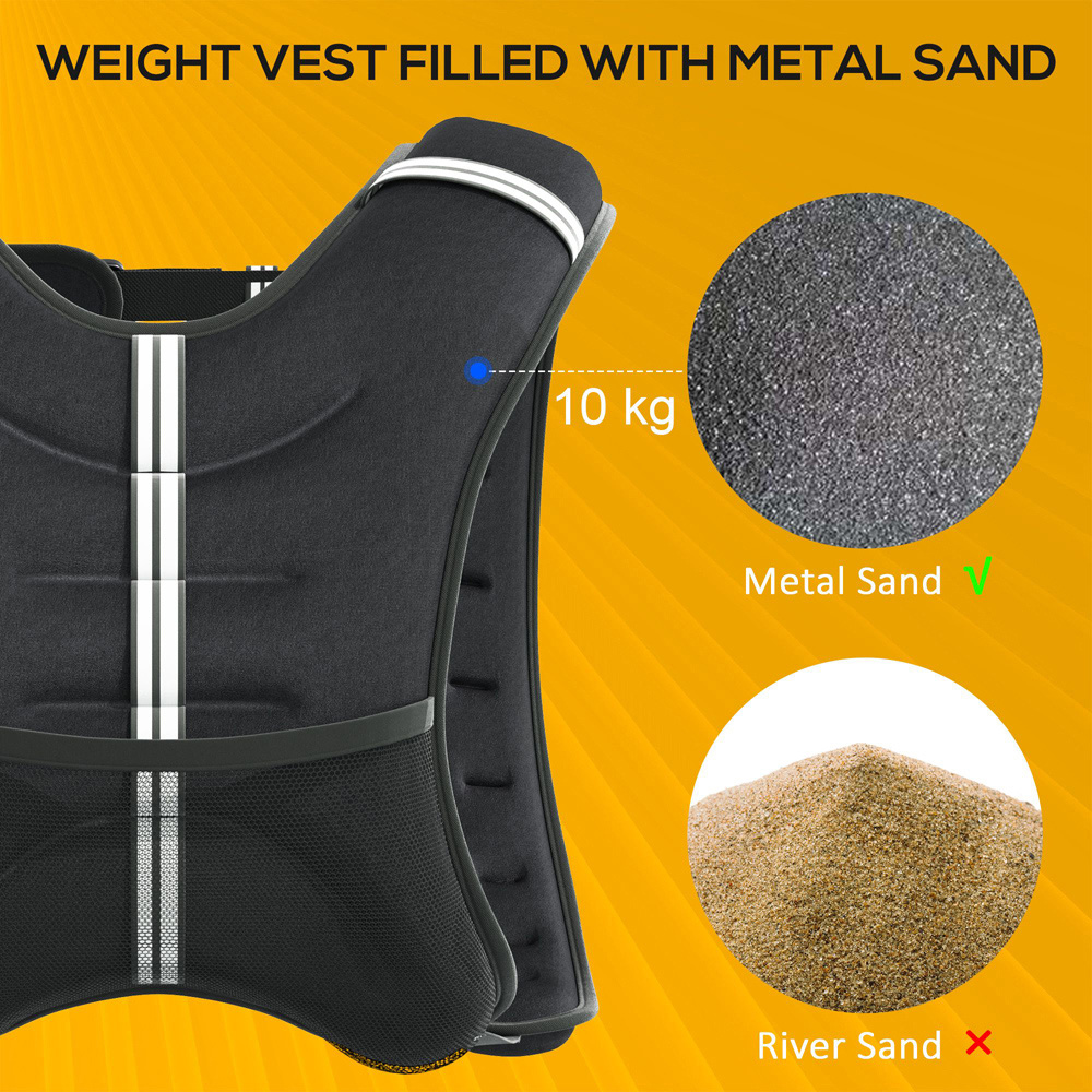HOMCOM 10kg Adjustable Weighted Vest with Pocket and Reflective Strips Image 5