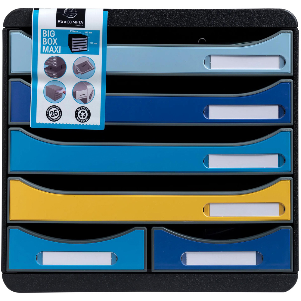 Exacompta Big Box Maxi Bee Blue 3 Drawer Multicolour Filing Module Image 7
