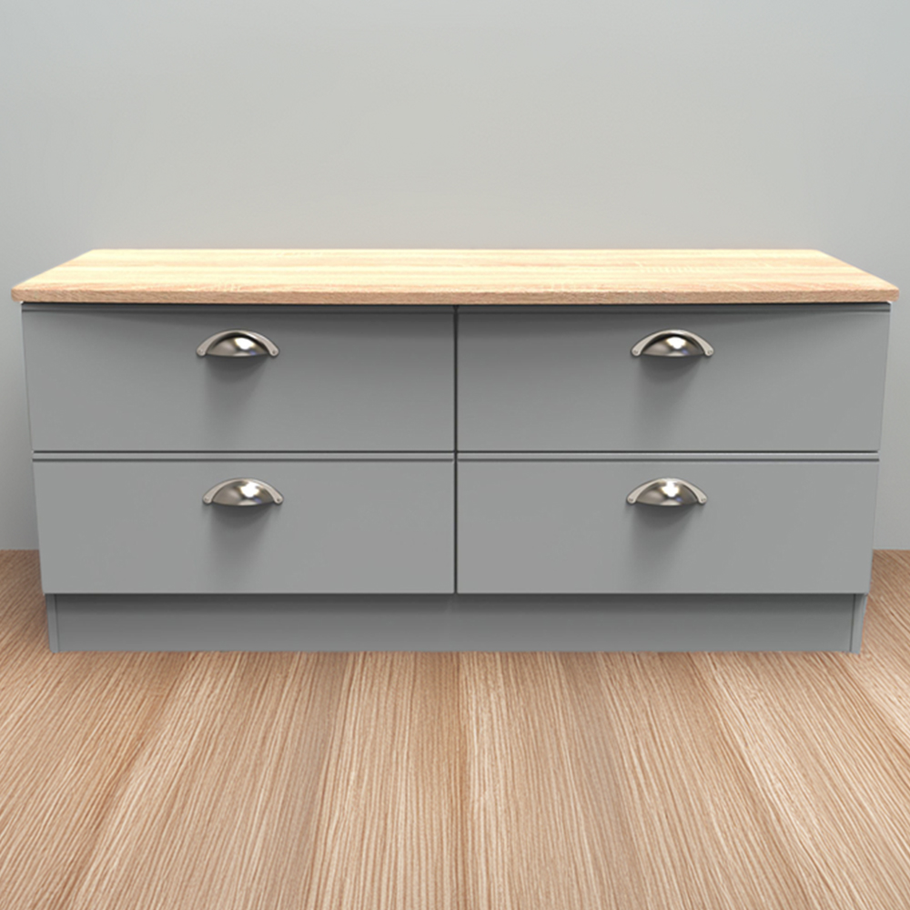 Crowndale Victoria 4 Drawer Dusk Grey and Oak Bedbox Image 1