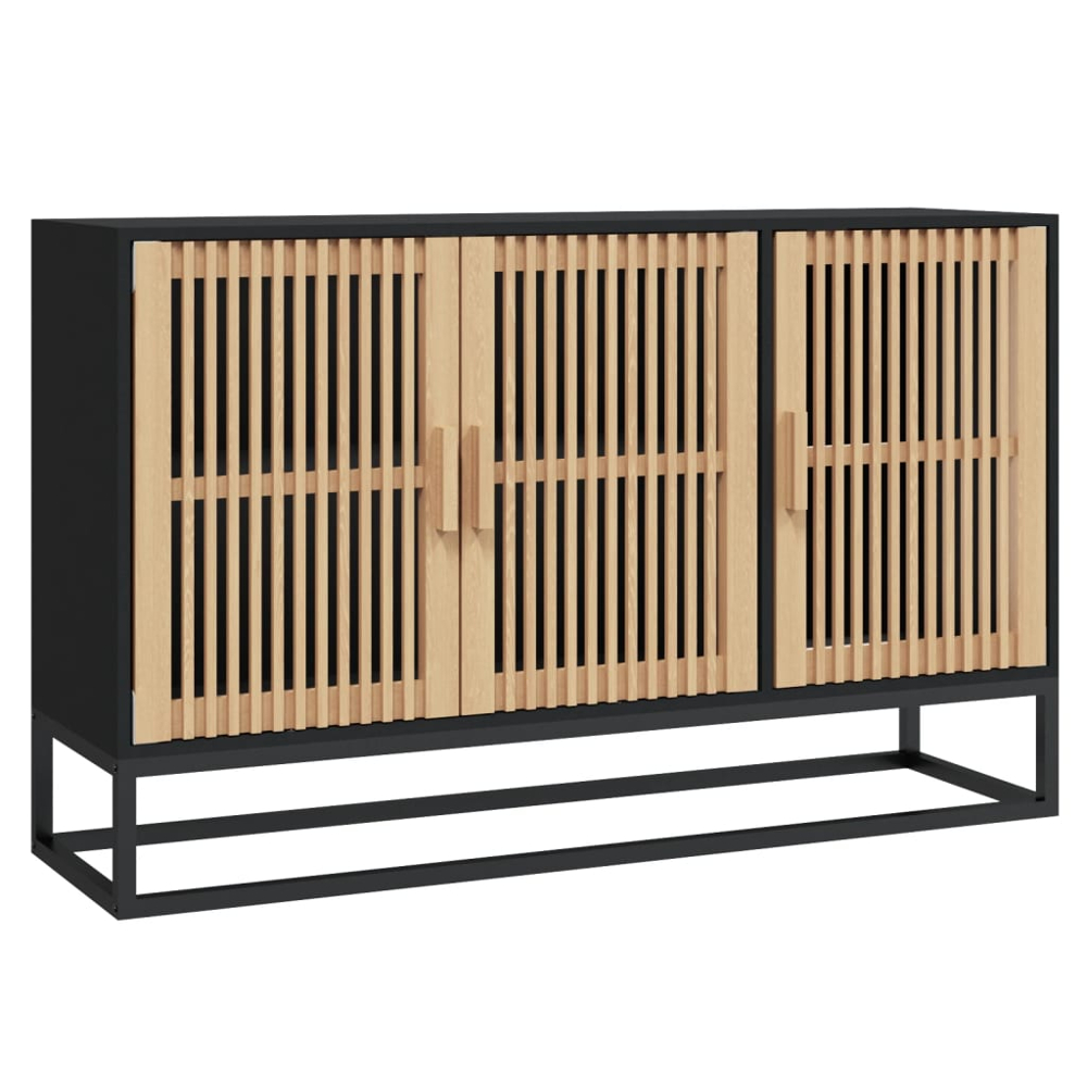 vidaXL 3 Door Black Wooden Sideboard Image 2