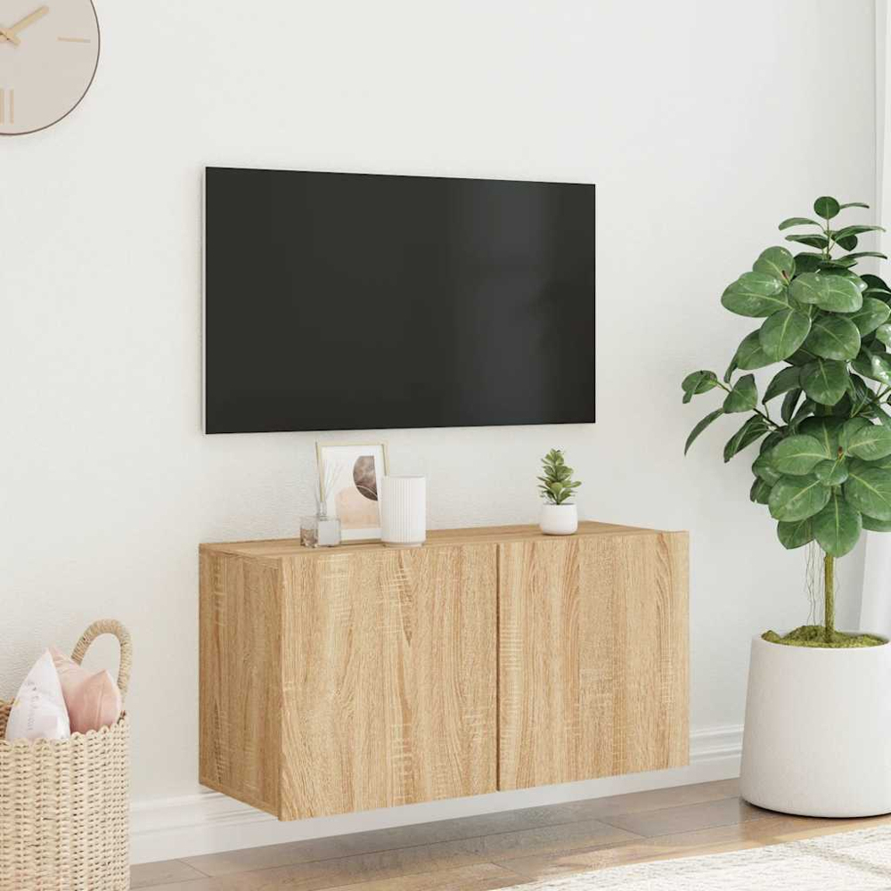 vidaXL 2 Door Sonoma Oak Wall Mounted TV Cabinet Image 3