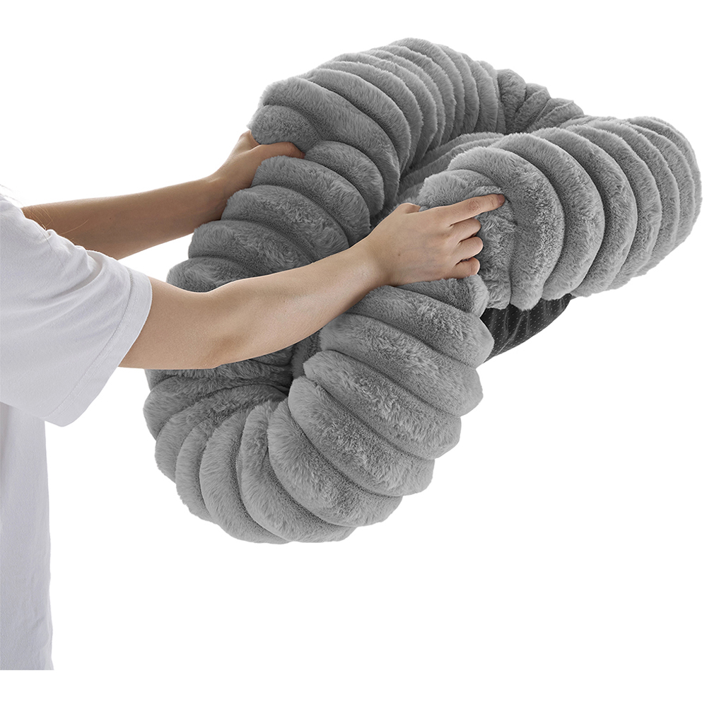 H&O Direct 80cm Grey Round Soft Warm Pet Bed Image 3