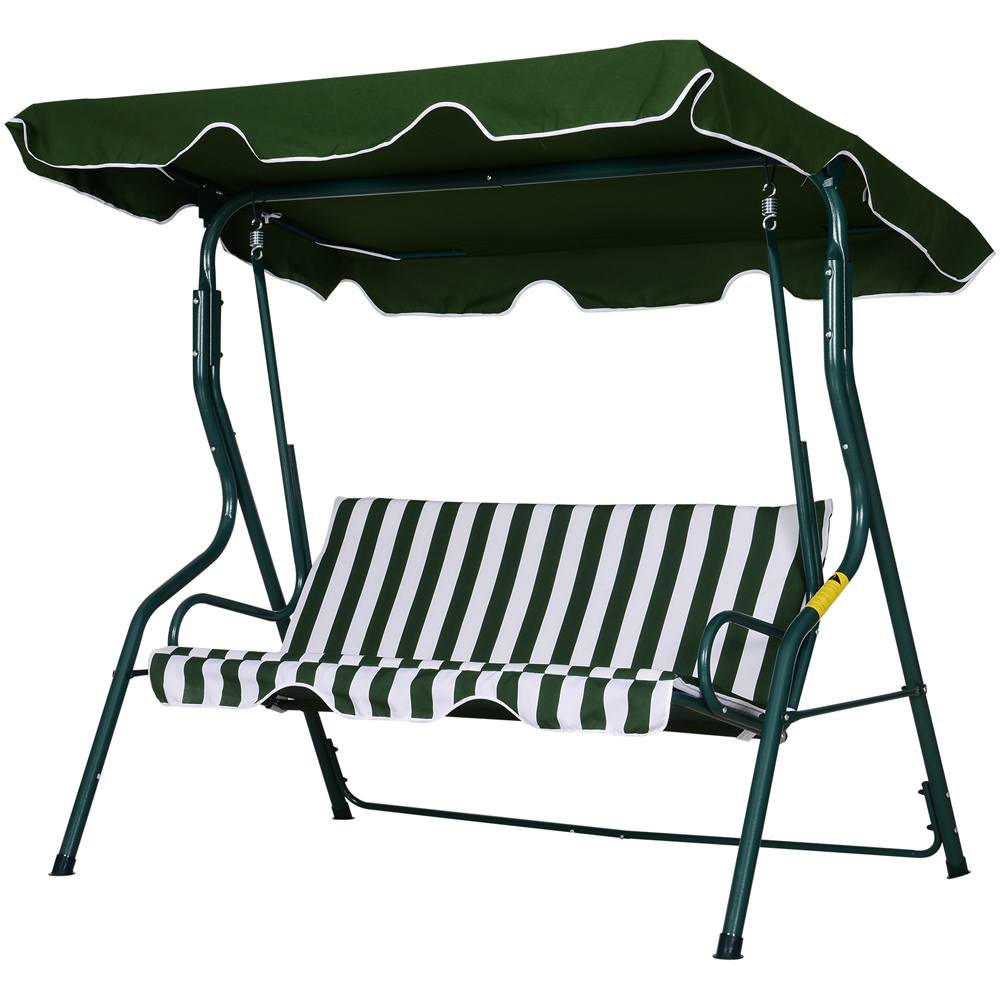 Outsunny 3 Seater Green Steel Swing Chair with Canopy Image 2