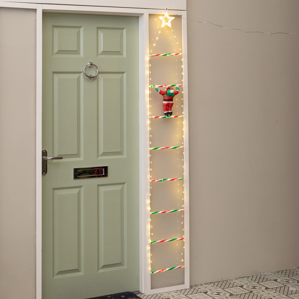 Samuel Alexander 124 Warm White LED Light-Up Santa Climbing Ladder Christmas Decoration 1.92m Image 4