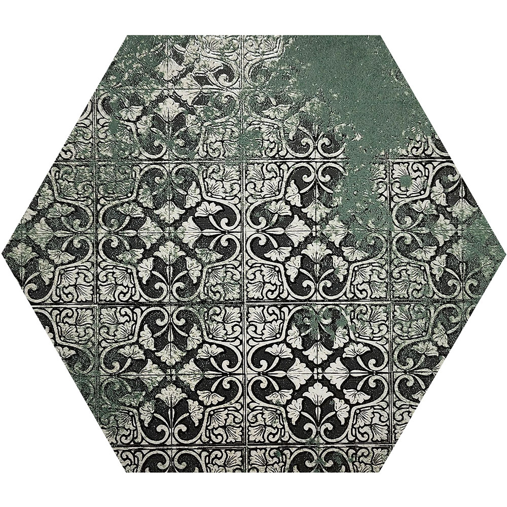 Top Ceramics Patterned Green Hexagon Porcelain Wall Tile 215 x 250mm Image 5