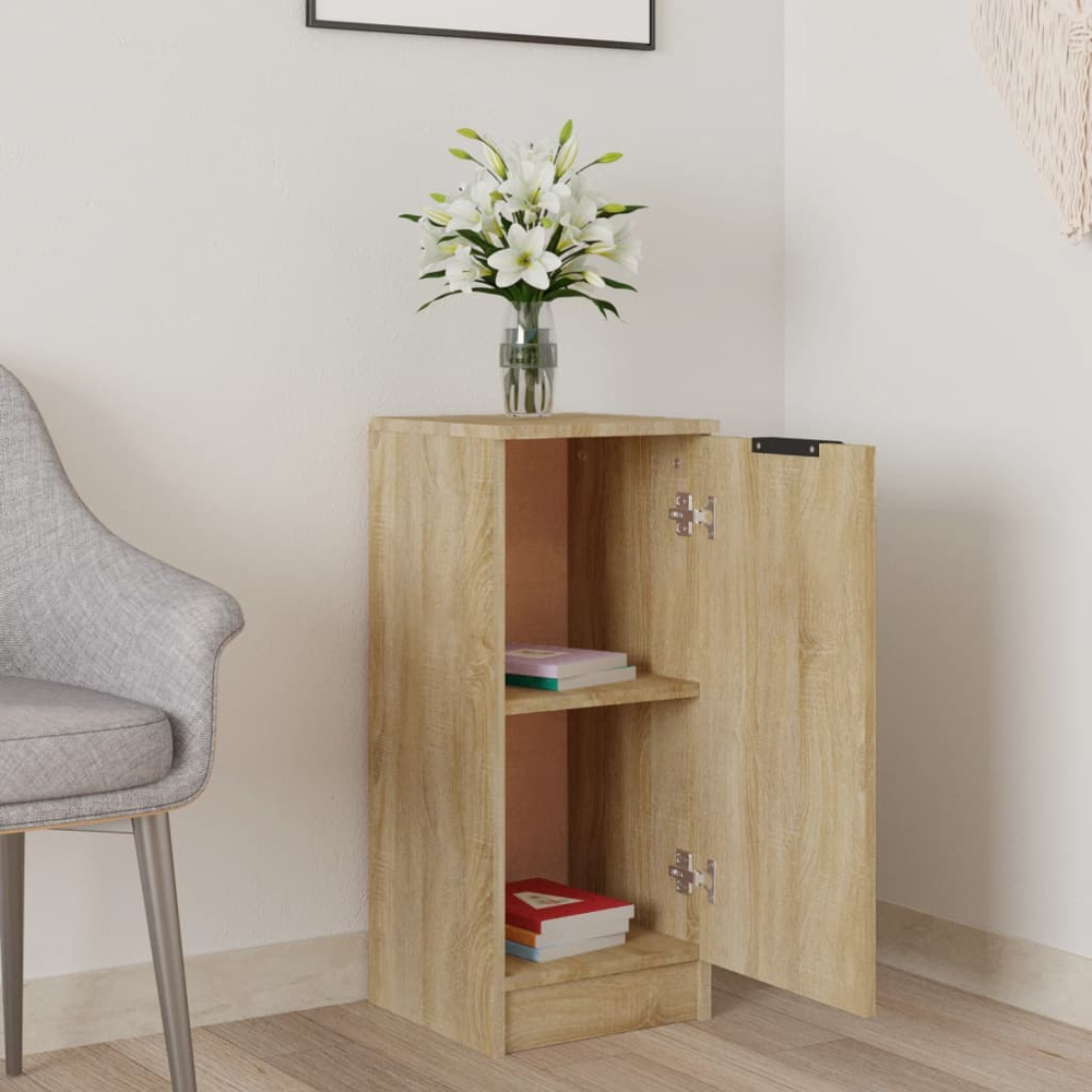 vidaXL Single Door 2 Shelf Sonoma Oak Sideboard Image 8