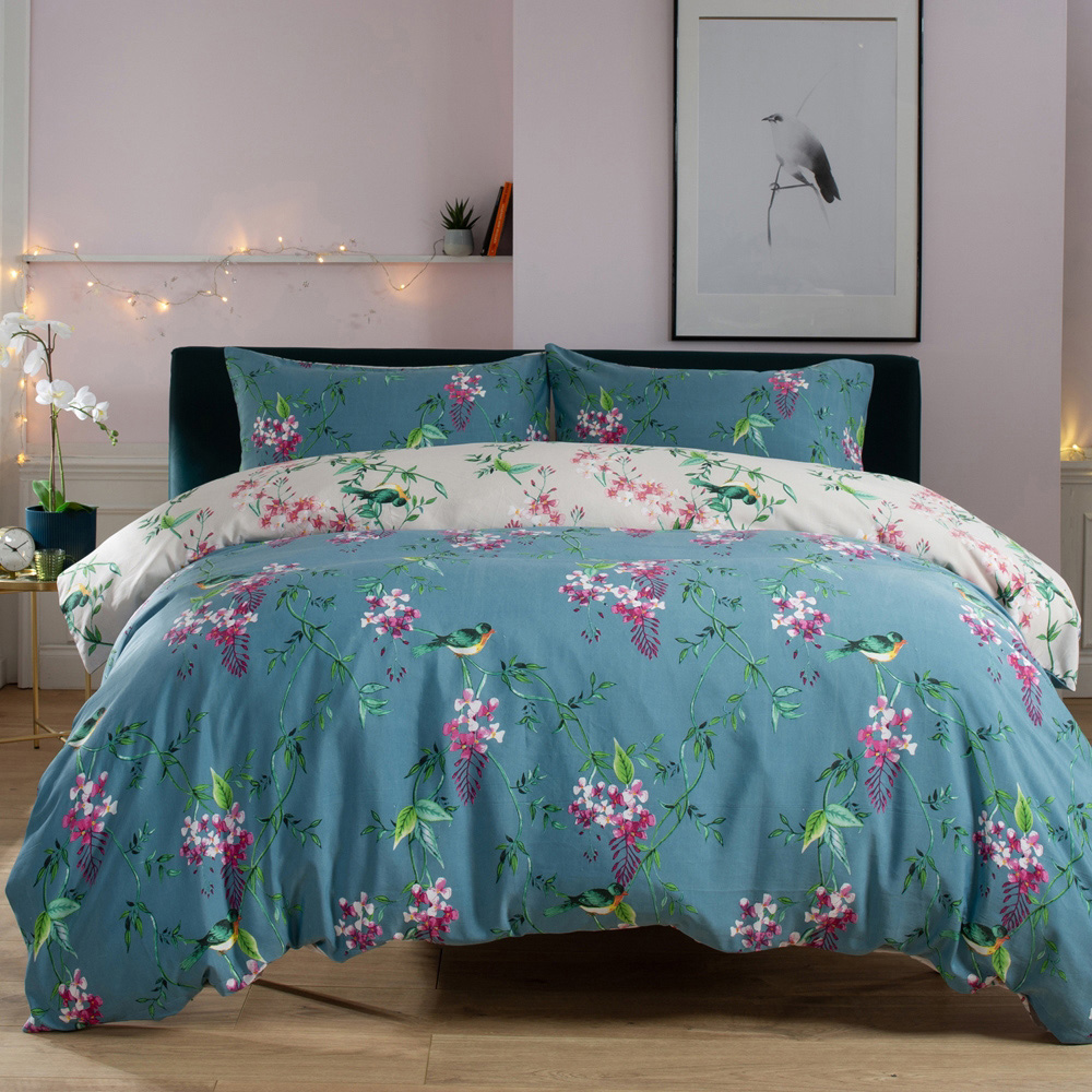 Deyongs Bird Garden Double Teal Duvet Set Image 1