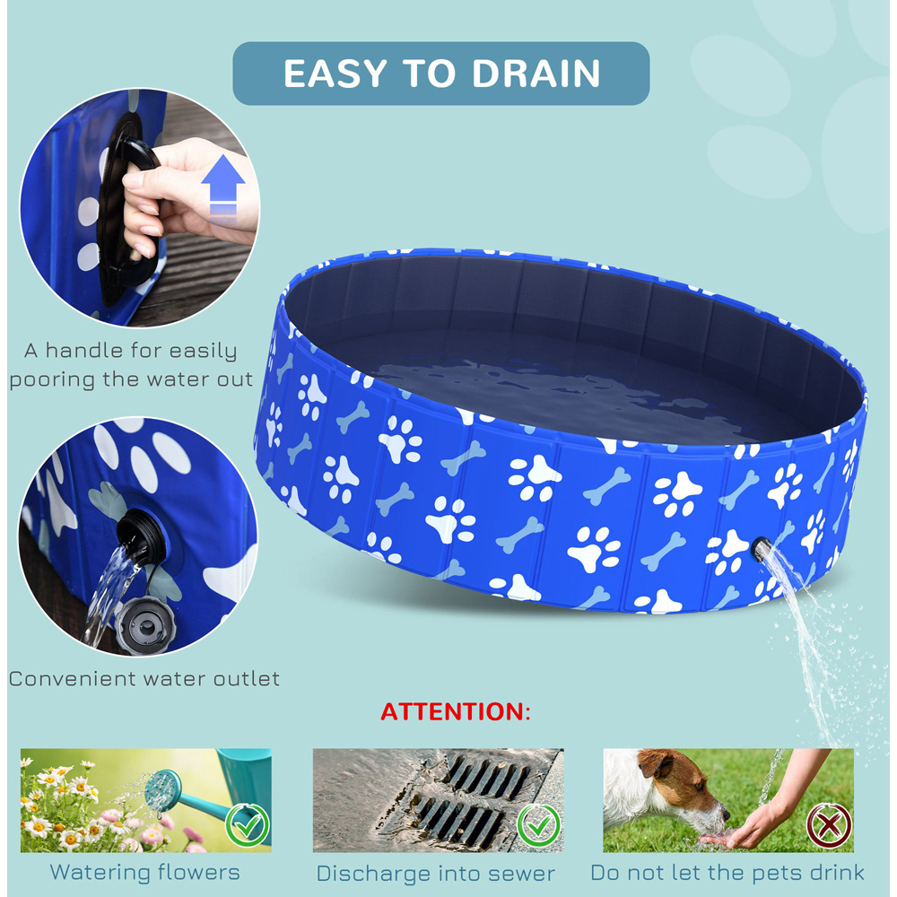 PawHut 120cm Foldable Printed Paddling Pool Blue and White Image 5