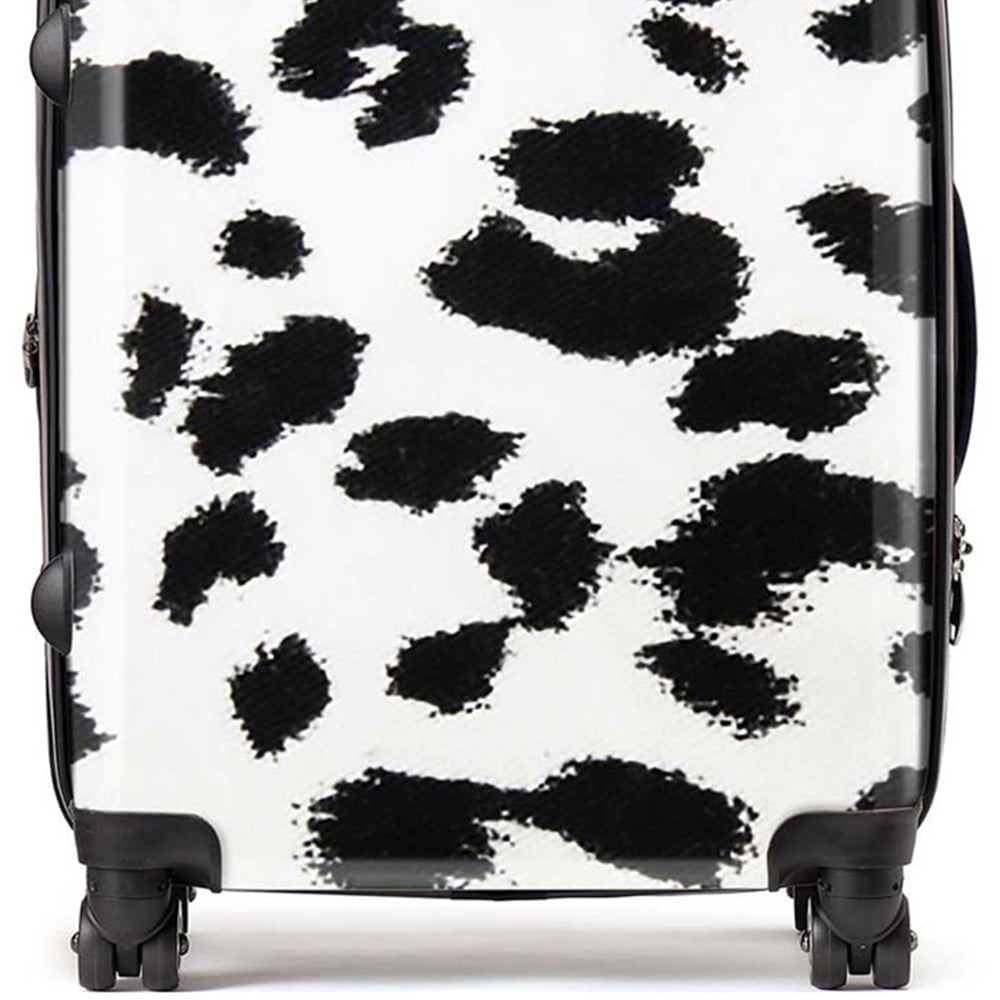 Warren Reed Designer Large Black Leopard Print Suitcase Image 2