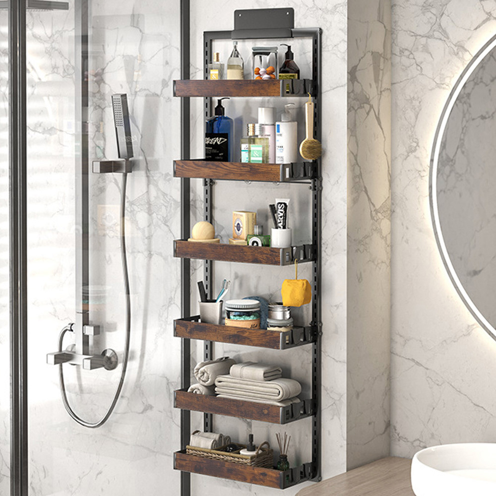 Living and Home 6 Tier Steel and Wooden Over the Door Kitchen Organiser Image 2