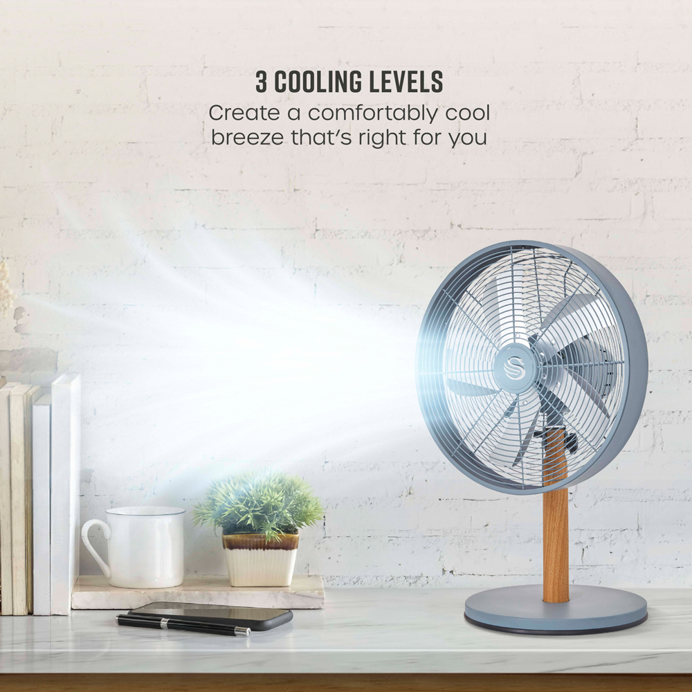 Swan Nordic Grey Adjustable Oscillating Desk Fan 12 inch Image 5