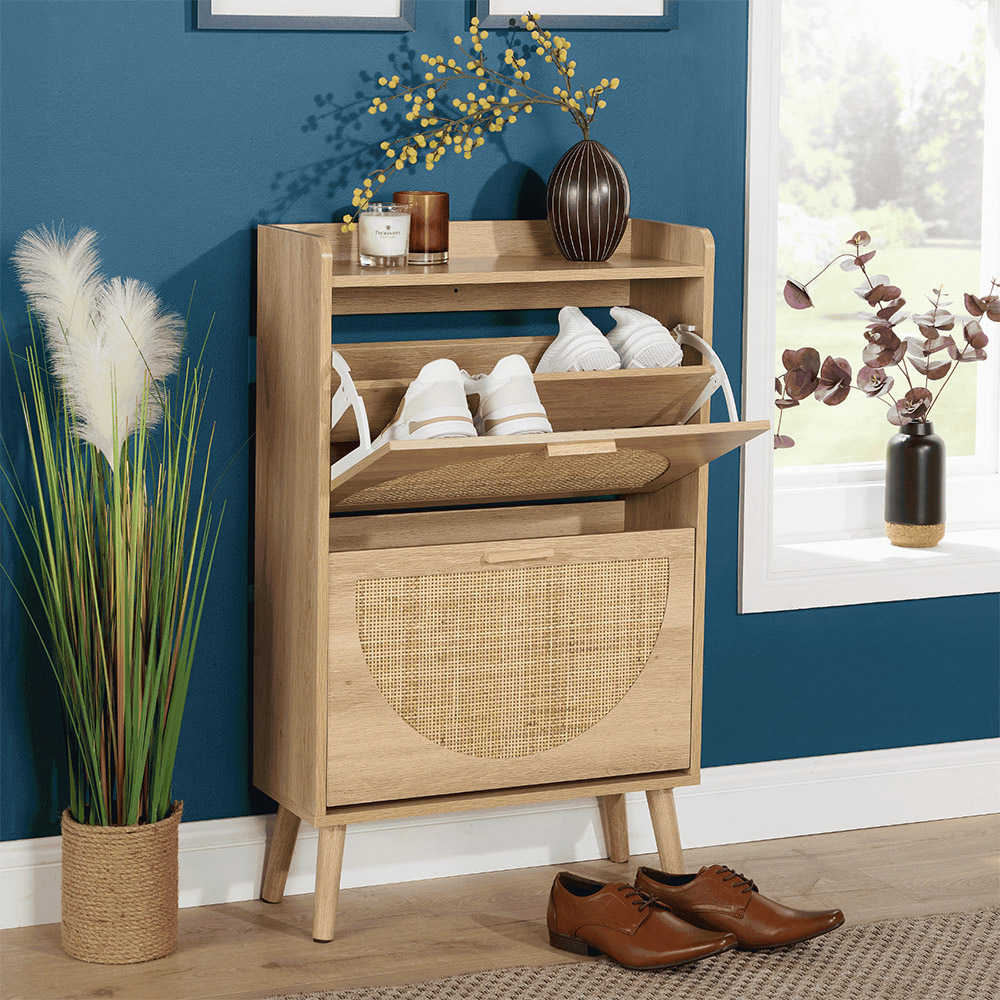 Home Source Astbury 2 Door Rattan Front Shoe Cabinet Image 7