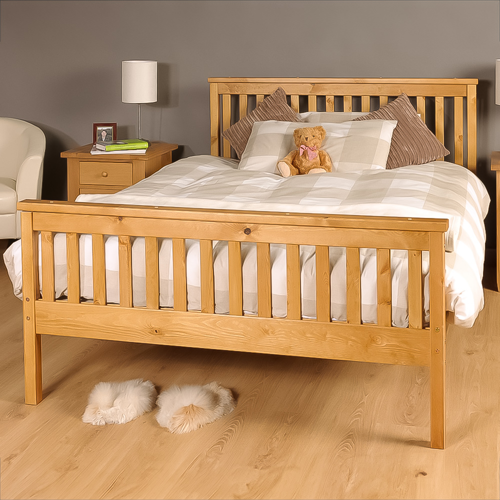 Brooklyn King Size Caramel Wooden Bed Frame Image 1