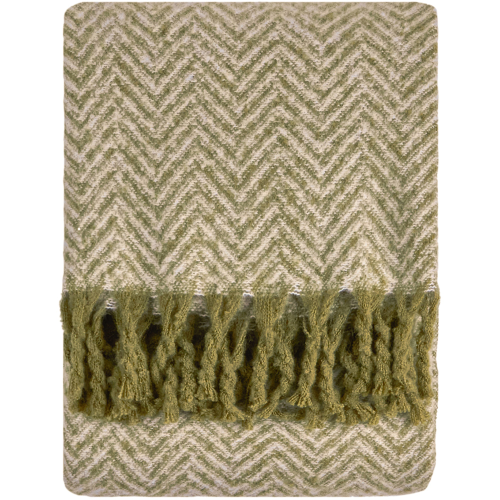 Furn Tweedie Green Brushed Herringbone Throw 130 x 180cm Image 1