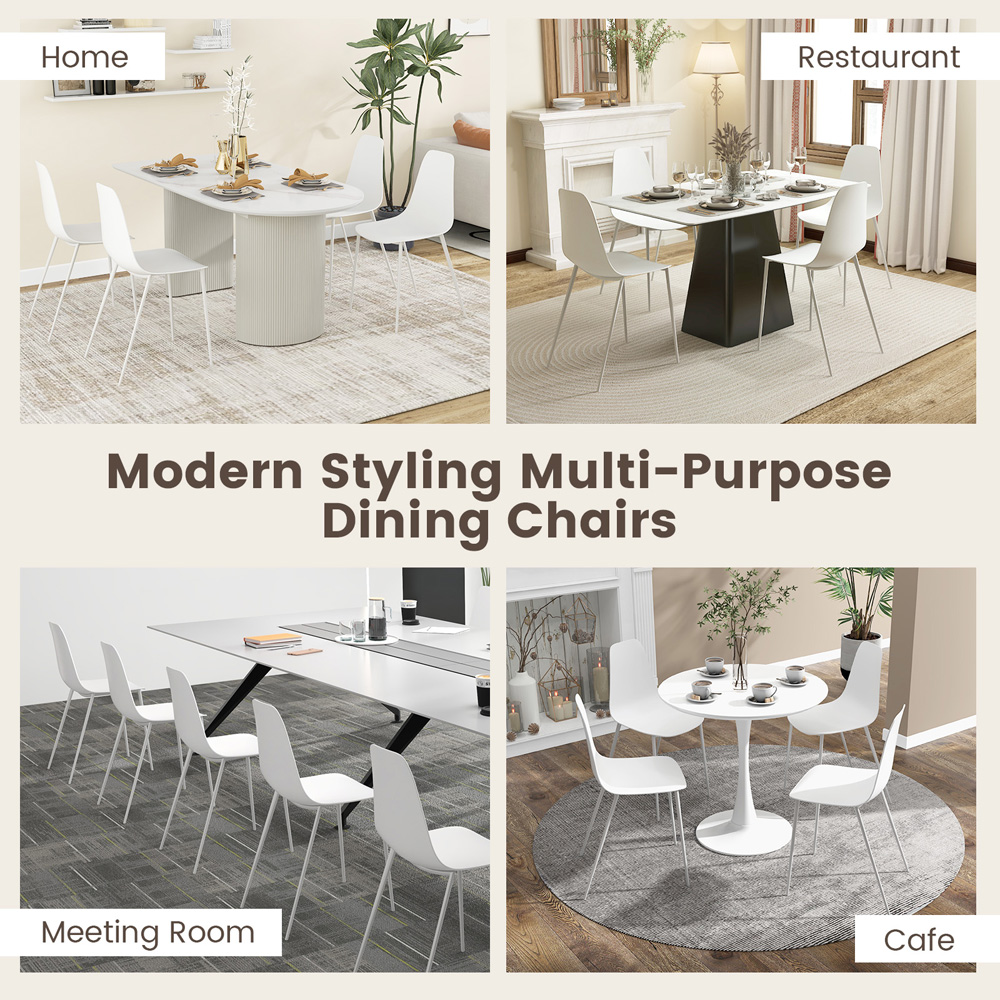 Costway Set of 4 White Metal Dining Chair Image 8