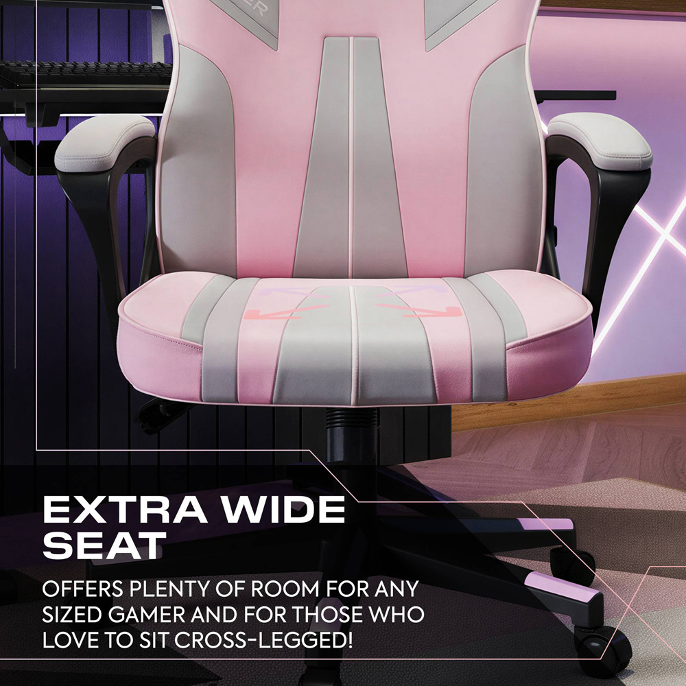 X Rocker Tempest Grey and Pink Office Gaming Chair Image 2