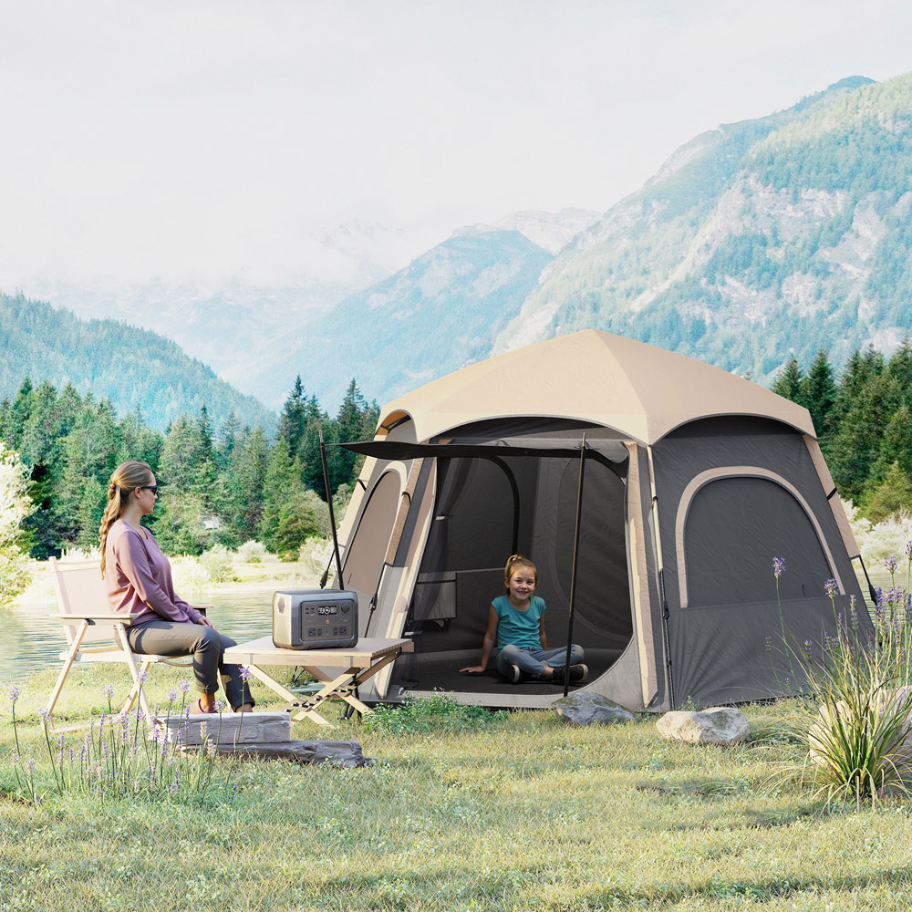 Outsunny 4 Person Instant Easy Setup Dome Camping Tent Dark Grey Image 3