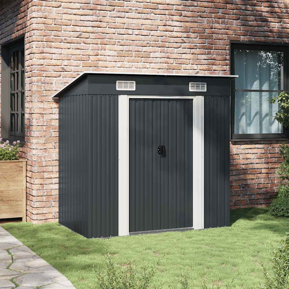 vidaXL 6.2 x 4ft Anthracite Galvanised Steel Pent Garden Shed Image 8