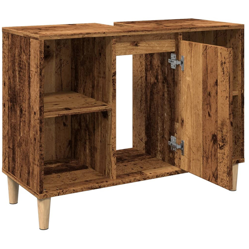 vidaXL Single Door 4 Open Shelf Old Wood Bathroom Sink Cabinet Image 4