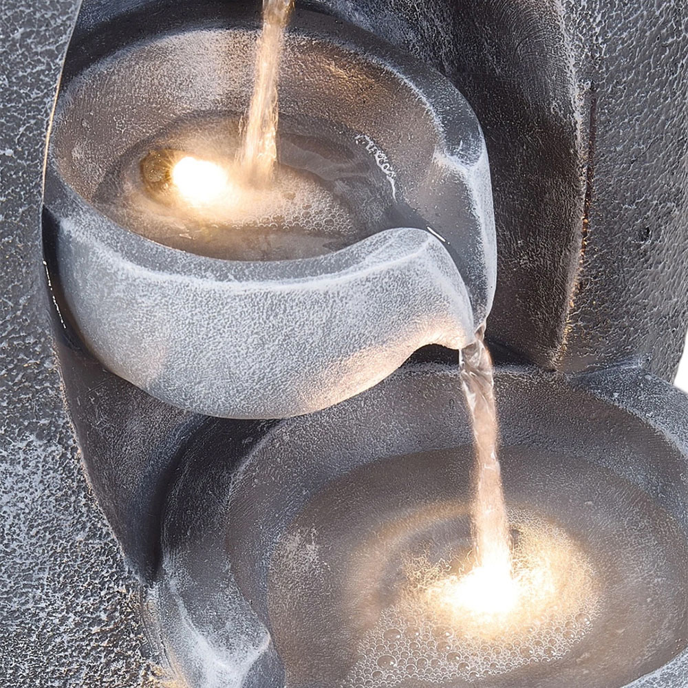 Living and Home 5-Tier Stone Effect Cascading Bowl Solar LED Water Feature Image 4