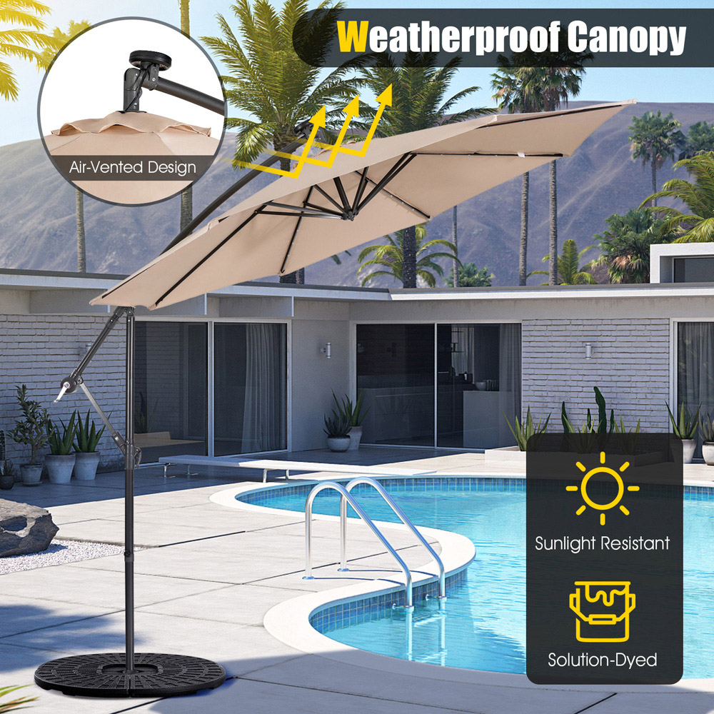 Costway Beige LED Cantilever Parasol 3m Image 4