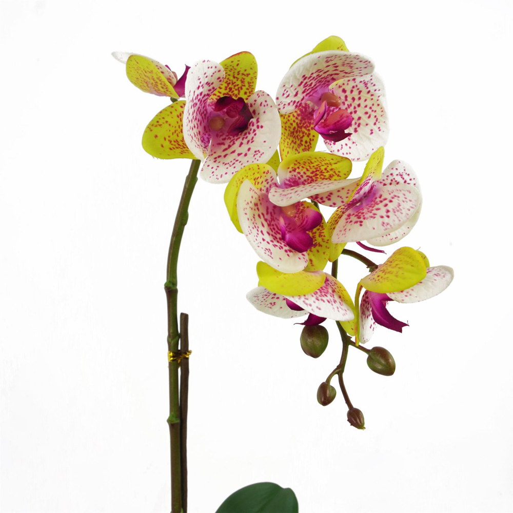 Leaf Pink Harlequin Orchid Artificial Plant with Silver Pot 46cm Image 3
