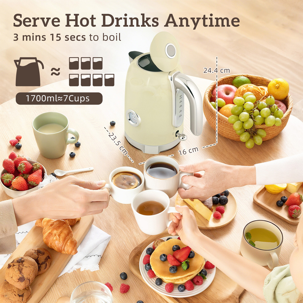 HOMCOM 800-289V70CW Cream Retro 1.7L Kettle and 4 Slice Toaster Set 3000W Image 4