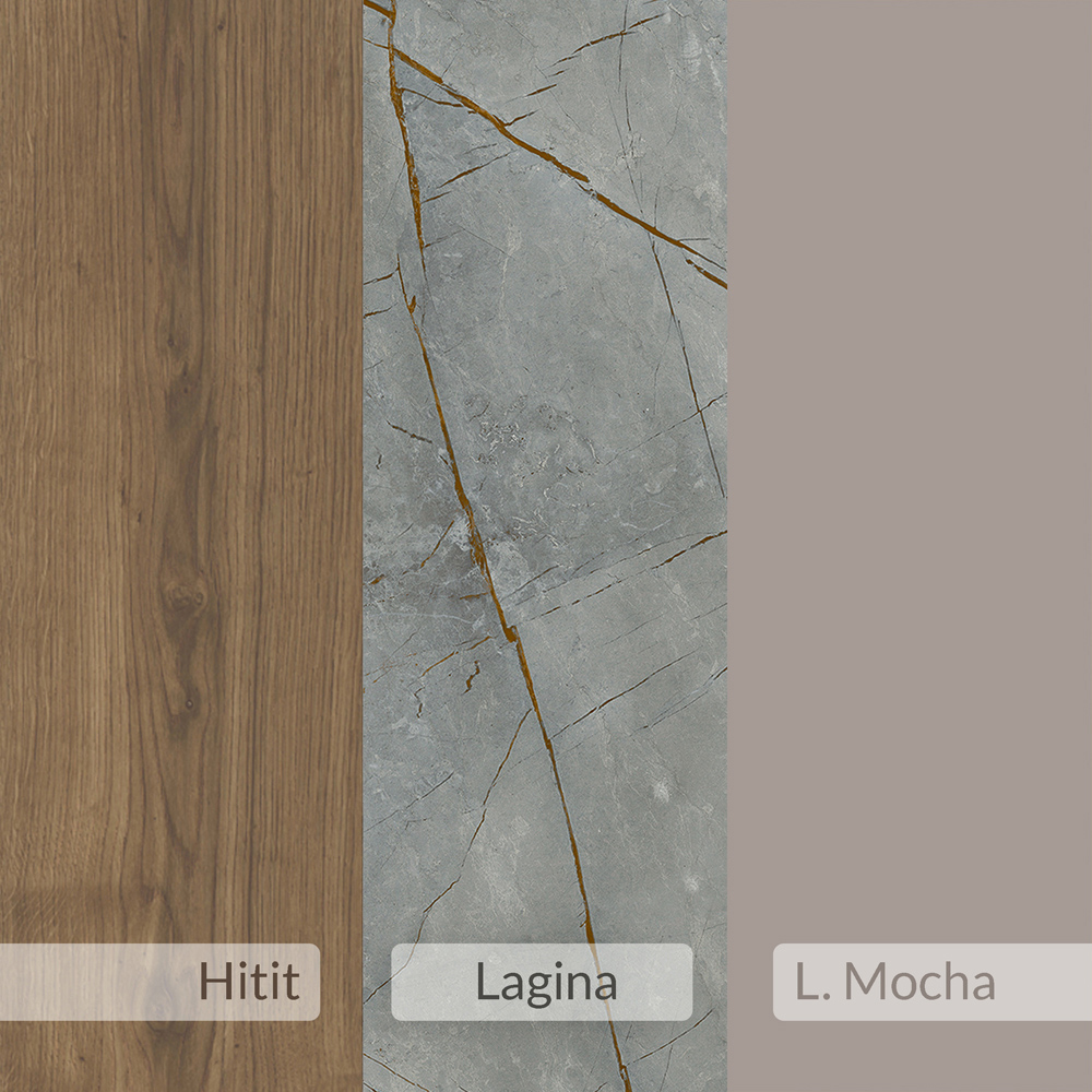 Decortie Muju Mocha Grey Oak and Gold Marble Effect Modern C Shaped Side Table Image 5