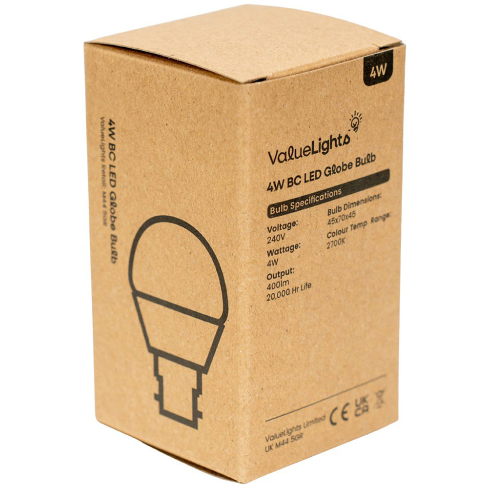 ValueLights 20 Pack B22 LED 4W 2700K Warm White Globe Light Bulbs Image 4