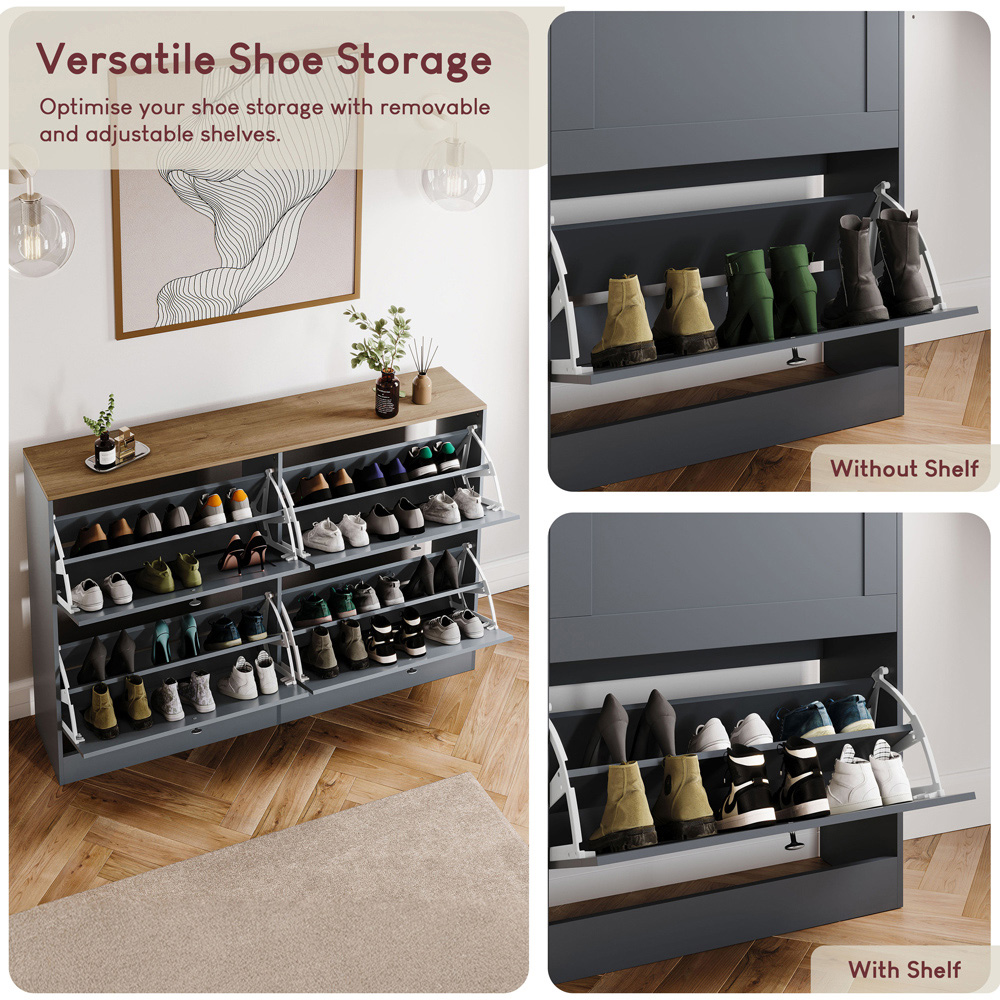VIDA DESIGNS 4 Drawer Grey and Oak Effect Shoe Cabinet Image 6
