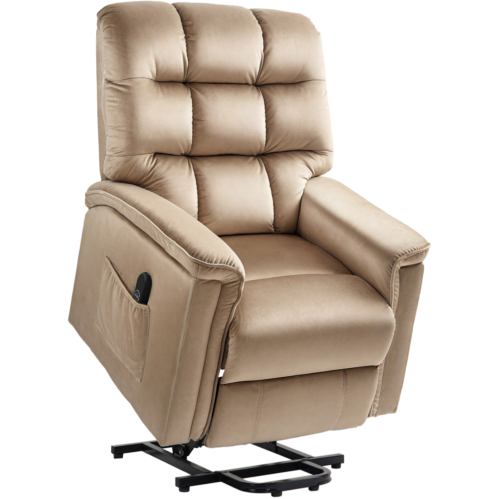 HOMCOM Beige Velvet Electric Power Lift Elderly Recliner Armchair Image 2