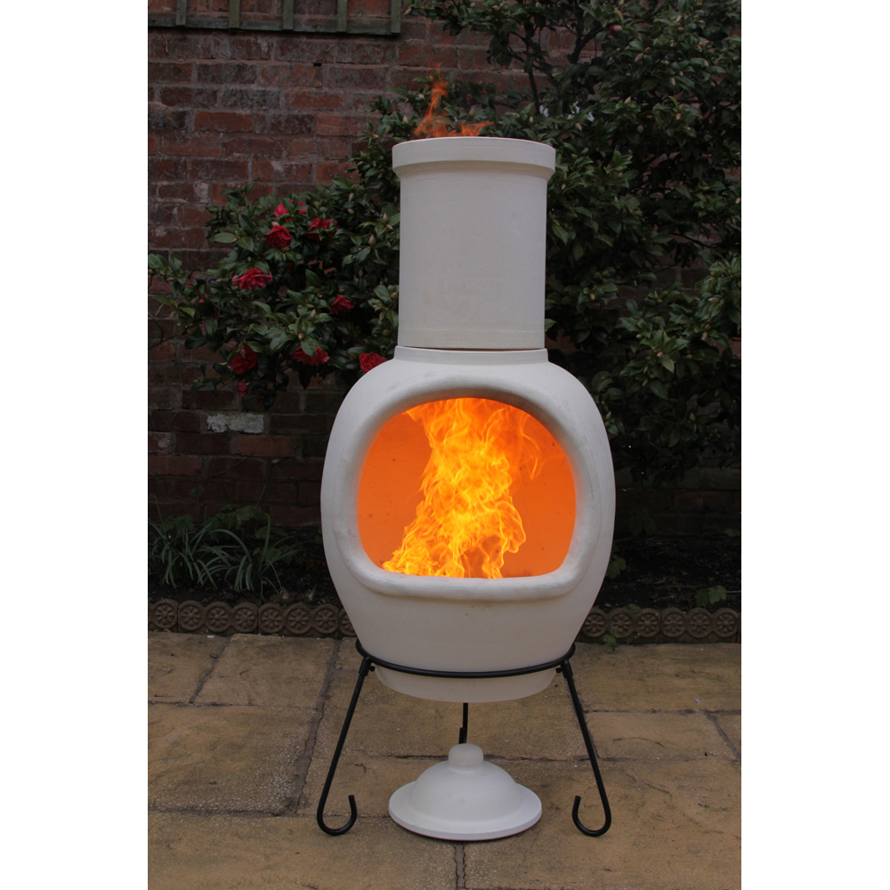Gardeco Asteria Extra Large Natural Chimalin AFC Chimenea with Stand and Lid Image 4