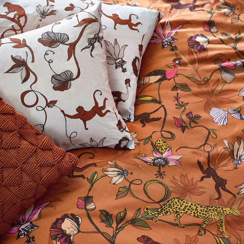furn. Wildlings King Size Multi Tropical Duvet Cover Set Image 3