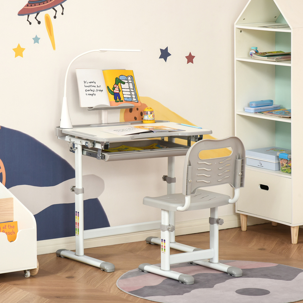 Playful Haven 2 Piece Grey Kids Table and Chair Set Image 3