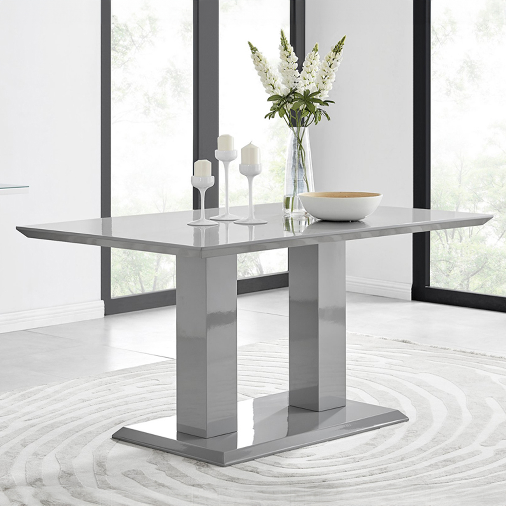 Furniturebox Molini Cesano 6 Seater Dining Set Grey Gloss Green and Black Image 2