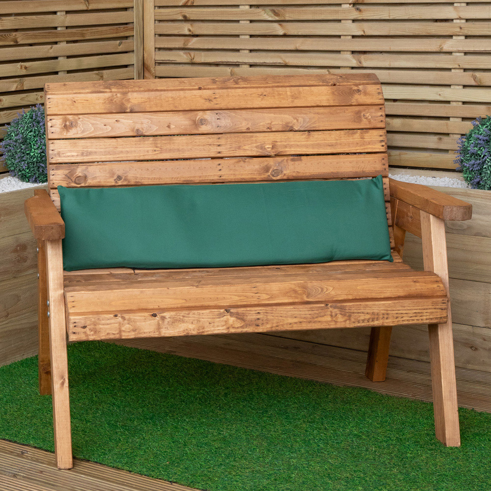 Samuel Alexander 2 Seater Green Wooden Garden Chair Cushion Base 99 x 20cm Image 2