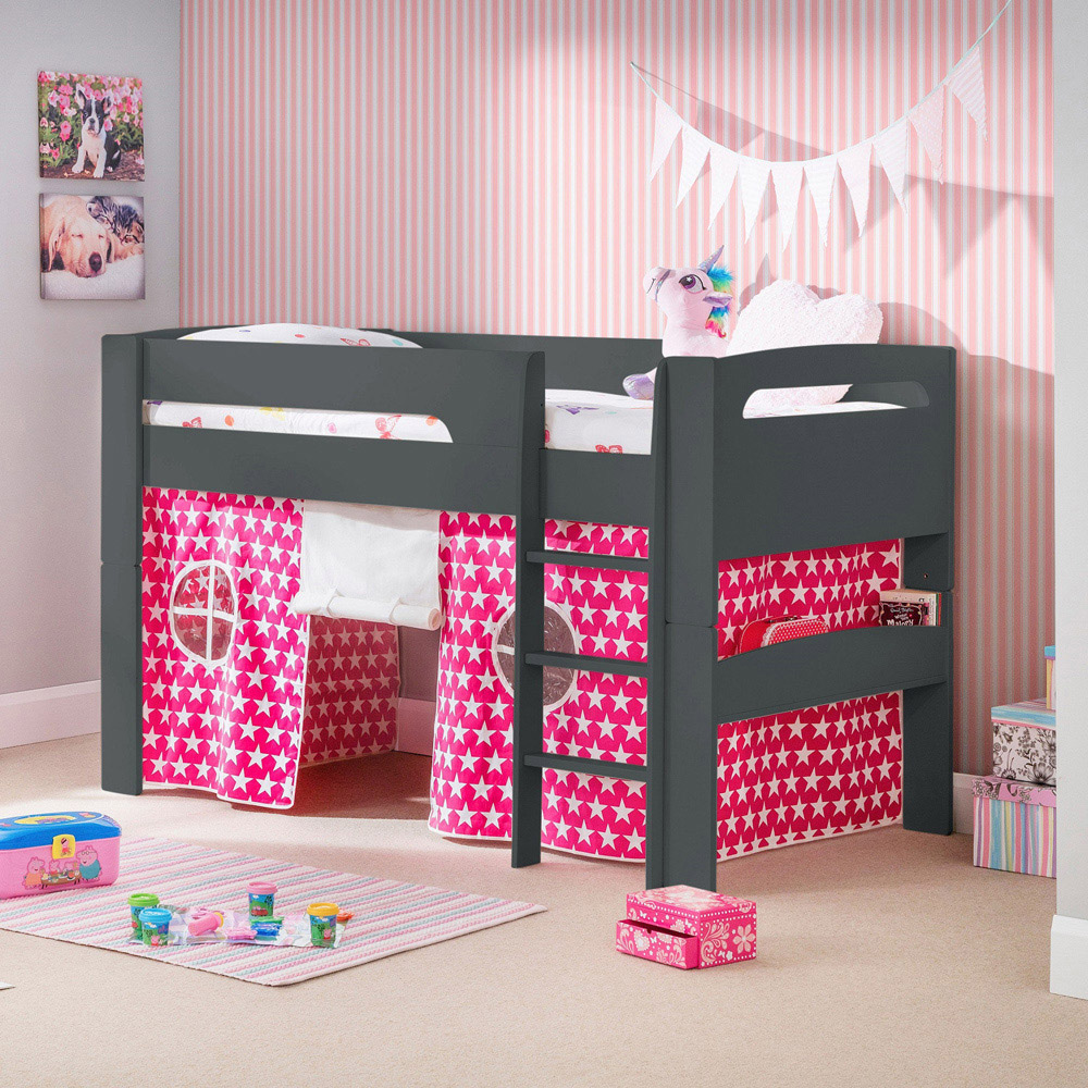 Julian Bowen Pluto Anthracite Mid Sleeper with Pink Star Tent Image 4