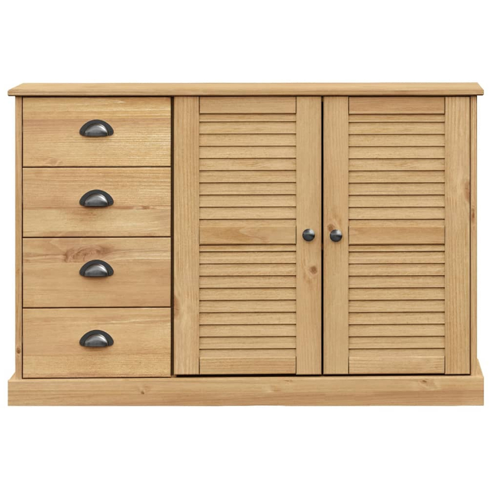 vidaXL Vigo 2 Shutter Door 4 Drawer Solid Wood Pine Sideboard Image 5