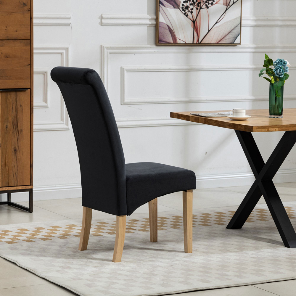 Artemis Home Rimini Set of 2 Black Velvet Fabric Dining Chairs Image 5