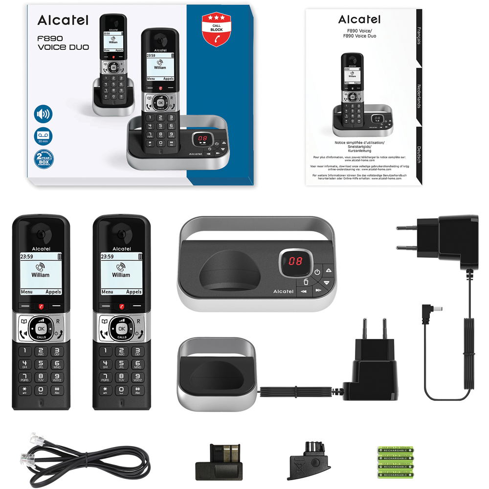 Alcatel F890 DECT Phone with Answer Machine and Call Block Twin Image 3