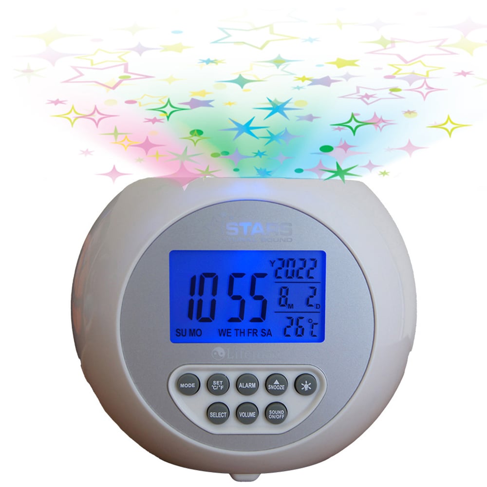 Lifemax Star Projection Sound Silver Machine Clock Image 1